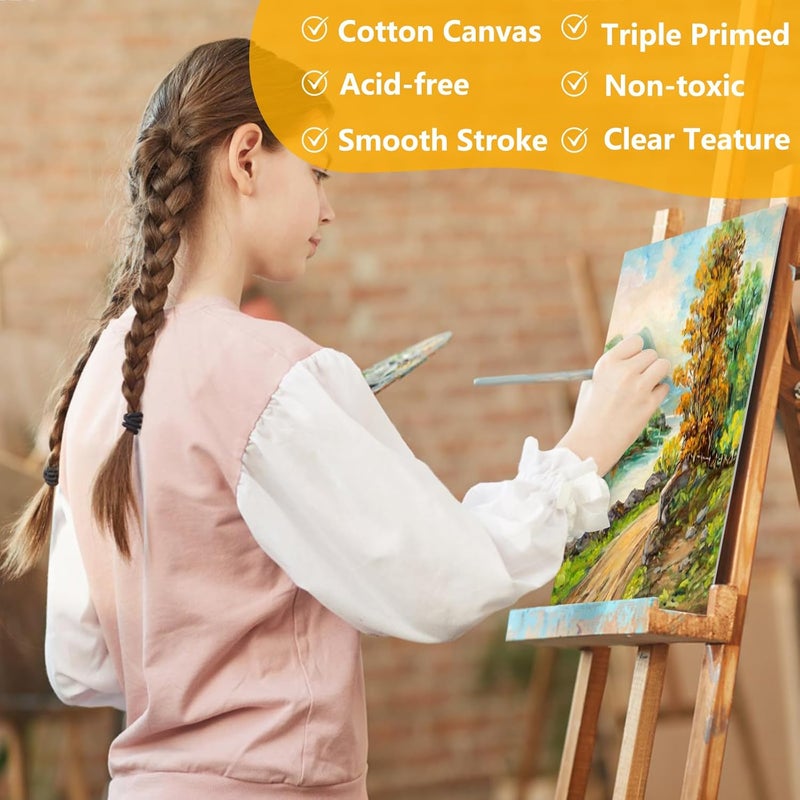 KORCCI 5 Packs Canvas for Painting 8 x 10 Inch, Cotton Acid-Free Blank Canvas Board for Acrylic Paint, Oil Paint & Wet Water Art Media, Kids Hobby Painters and Beginners - Image 2